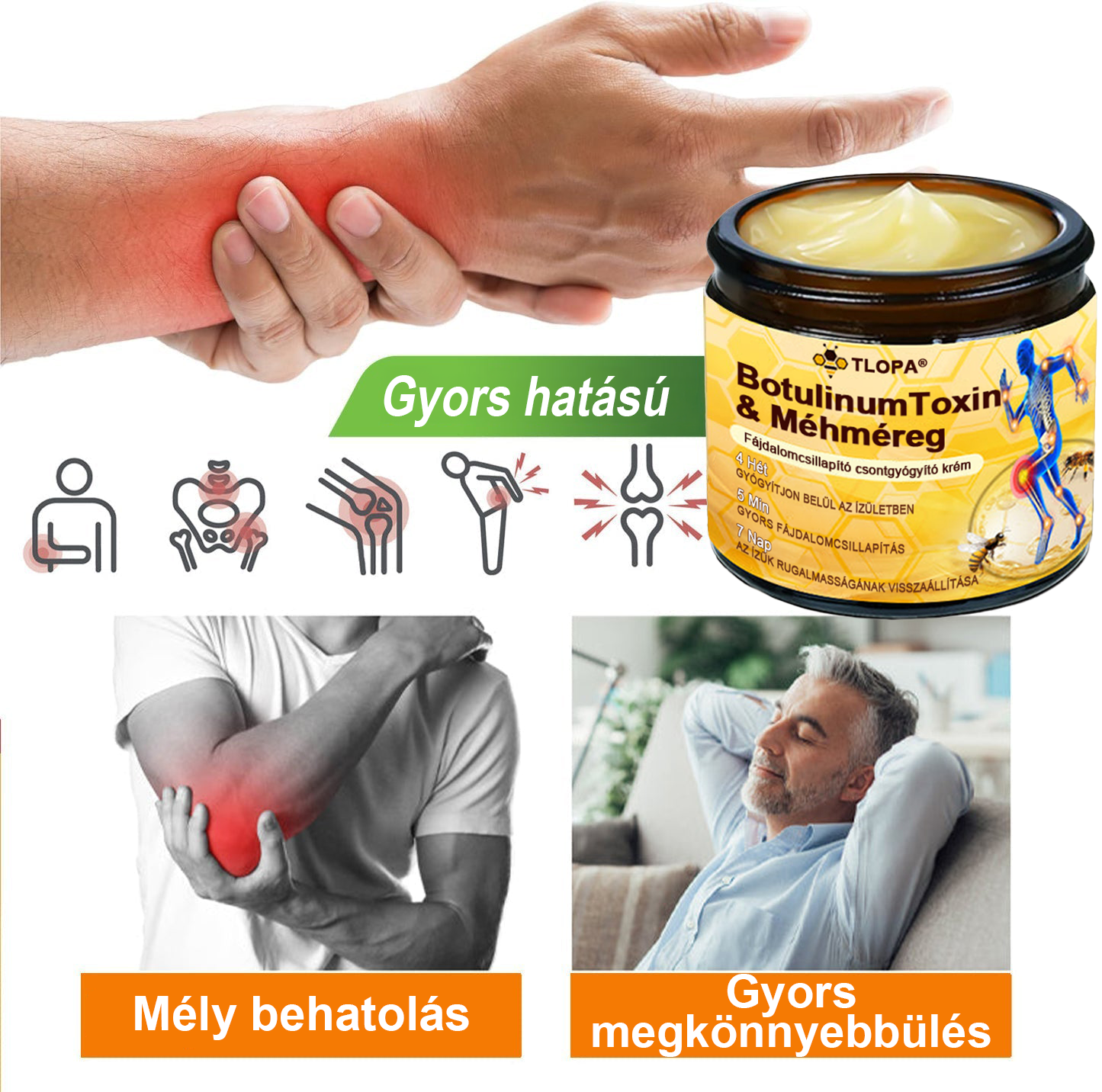 🔥Legkelendőbb丨TLOPA® Botulinum Toxin és Méhméreg Fájdalomcsillapító Csontgyógyító Krém🐝 🔥(Kifejezetten időseknek & ortopéd szakorvosok ajánlásával)🦴
